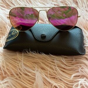 Ray-Ban Aviator Sunglasses with Pink Lenses